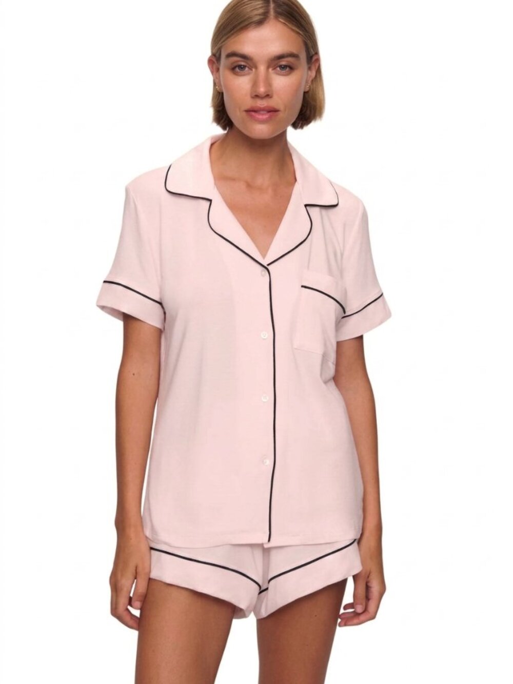 Eberjey Gisele TENCEL Modal Relaxed Short Pajama Set XL Pink Black Loungewear PJ
